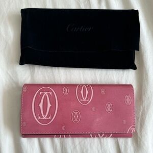 Cartier Pink Patent Calfskin Leather Happy Birthday Long Wallet